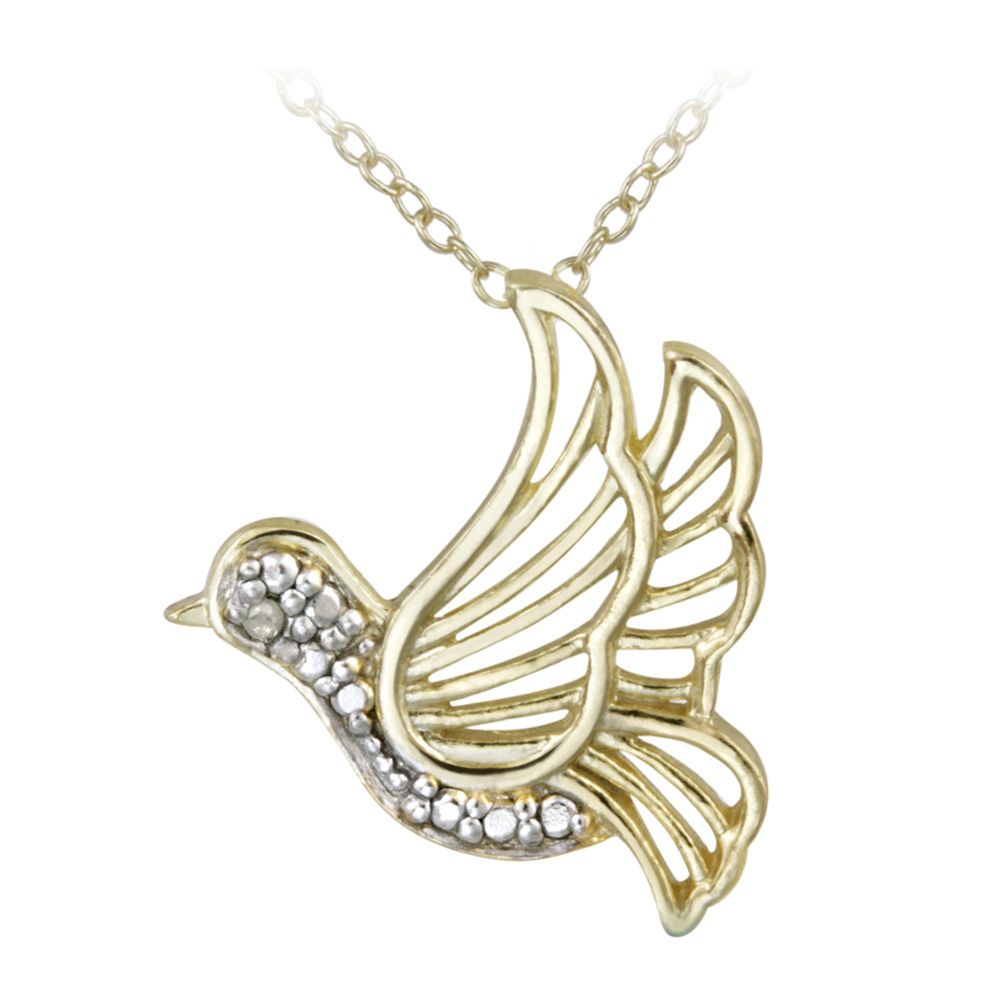18 Karat Gold über Sterling Silber Diamant Akzent Dove Anhänger