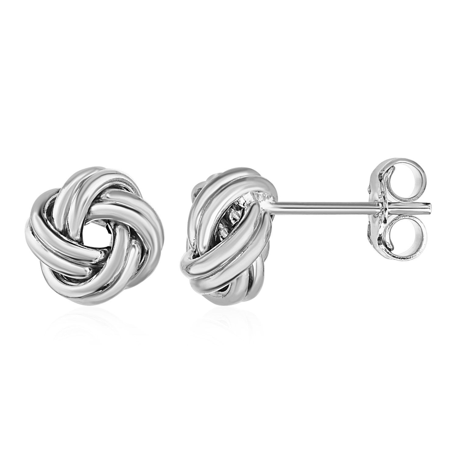 Love Knot Post Ohrringe in 14 Karat weißem Gold