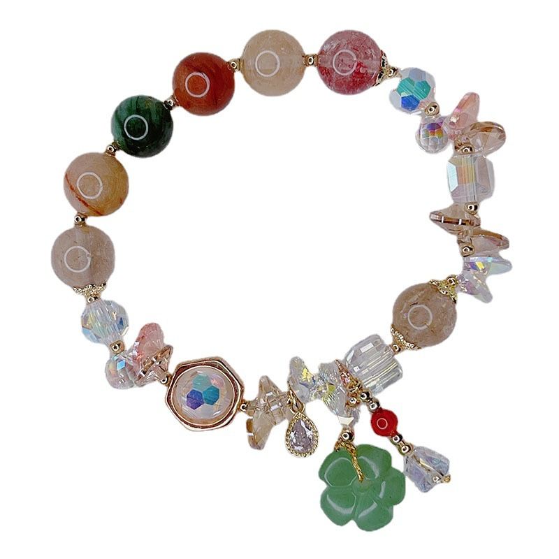 Farbige Haare Kristall Armband Damen Retro Ethnisch Grün Aventurine
