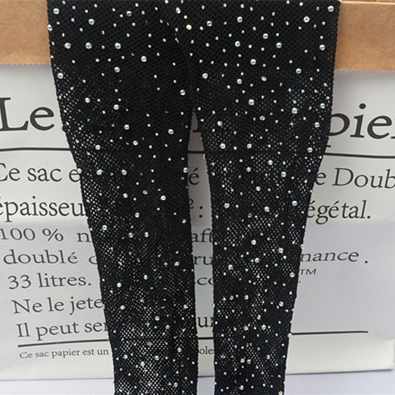 Rhinestone Strümpfe Black Ins Thin Fish Mouth Pantyhose