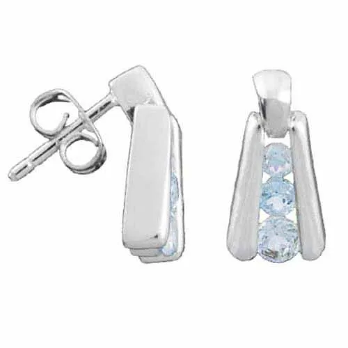 Sterling Silber echte blaue Topaz Dreieck Ohrringe