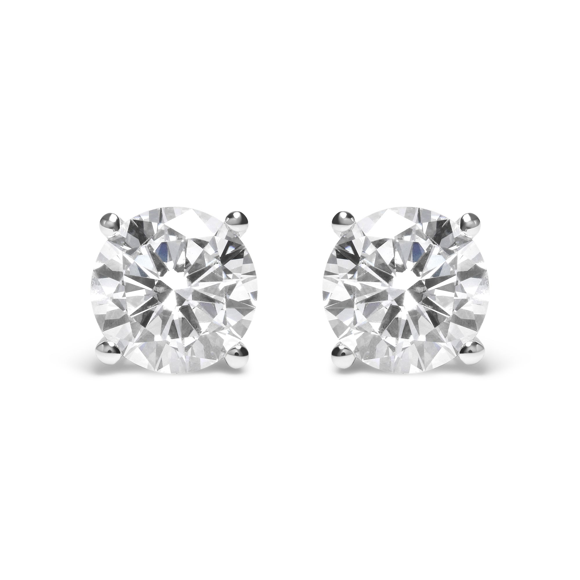 14 Karat Weißgold Round Brilliant-Cut Lab Grown Diamond Classic 4 - Zählige Stud Ohrringe mit Schraubrücken (G-H - Farbe. VS1 - VS2 Klarheit)