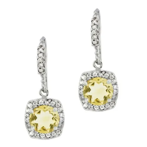 Sterling Silber 3,7 CT. Citrine und CZ Dangle Ohrringe