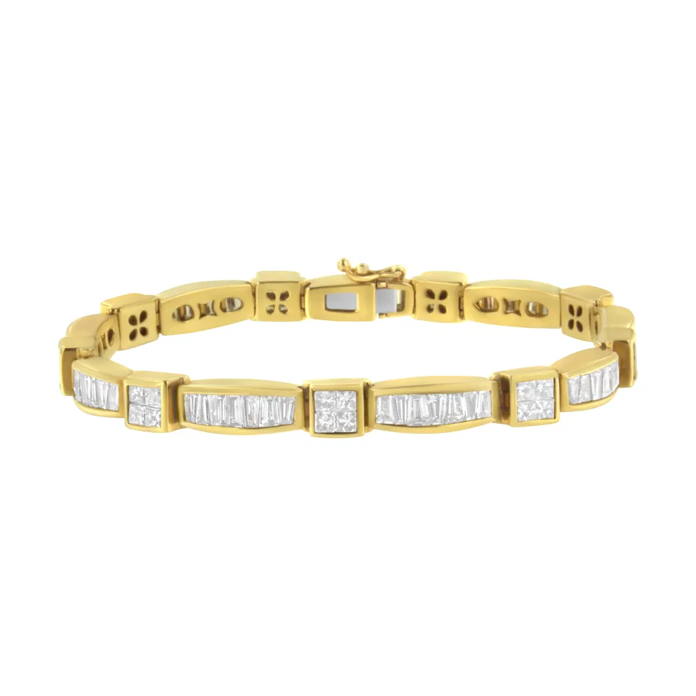 14K Gelbgold Multi-Cut Diamond Box Square Link Armband (7,33 cttw, H-I Farbe, SI1 - SI2 Klarheit)