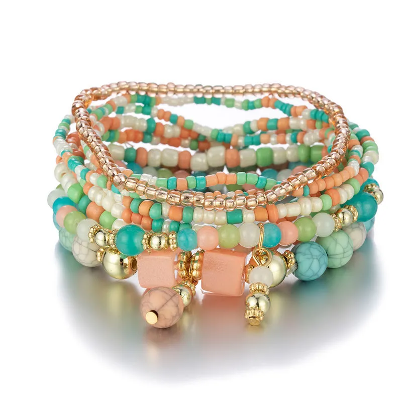 8pcs Bohemian Beads Türkis Charm Handgemachtes Armband