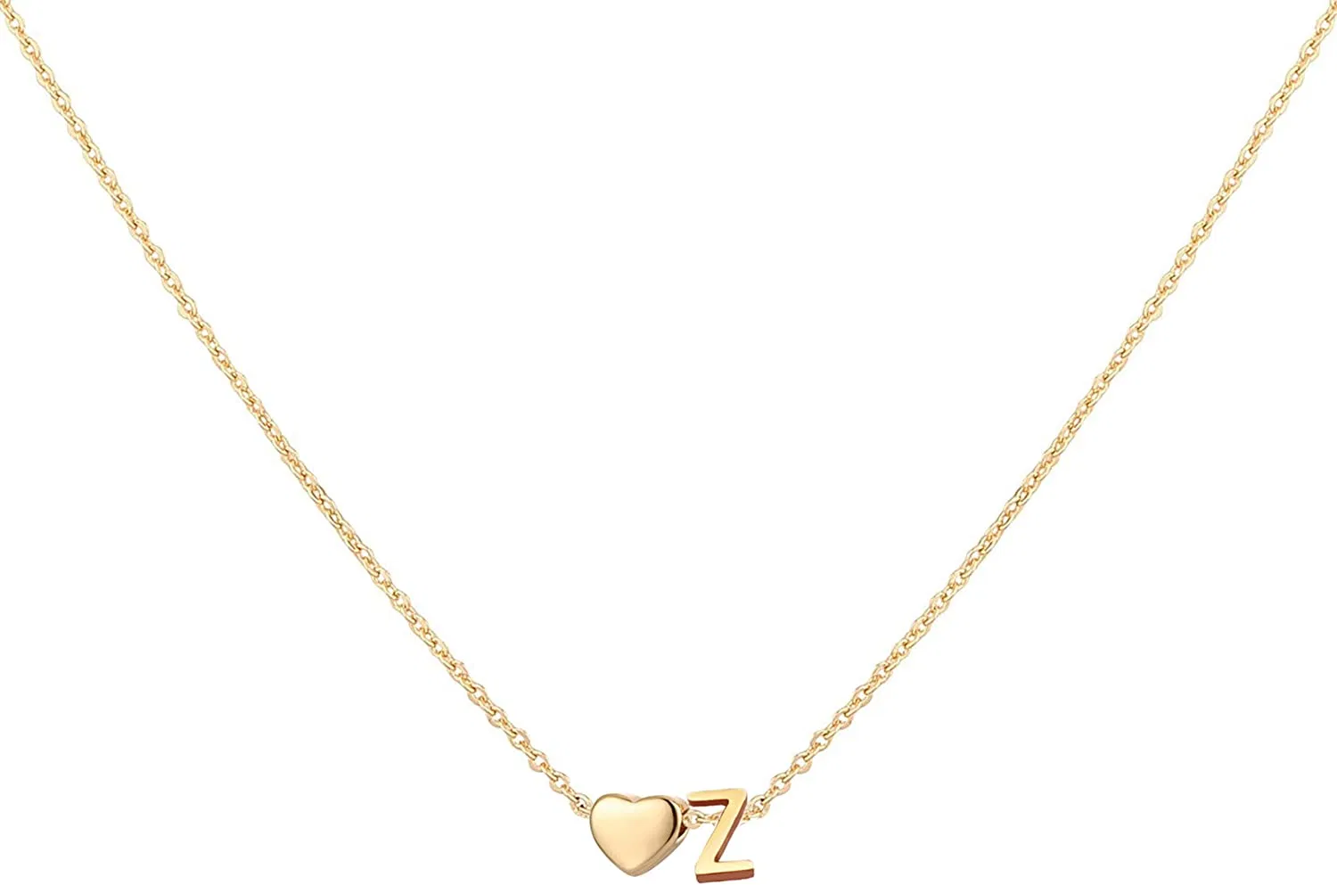 Glimmerst Initial Heart Kette; 18K Gold Plated Edelstahl Tiny Heart Letter Kette Personalisierte Monogramm Name Kette für Frauen Mädchen
