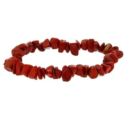 Sterling Silber .925 Echtes Rot Jasper Stein Chip Stretch Armband