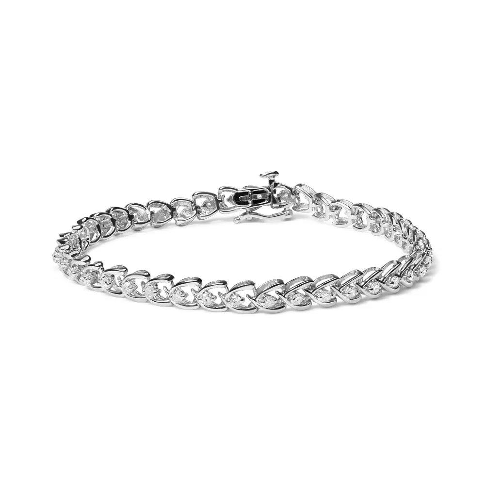 .925 Sterling Silber 1,00 Cttw Diamant C-Shaped Link Armband (I-J Farbe, I3 Klarheit)