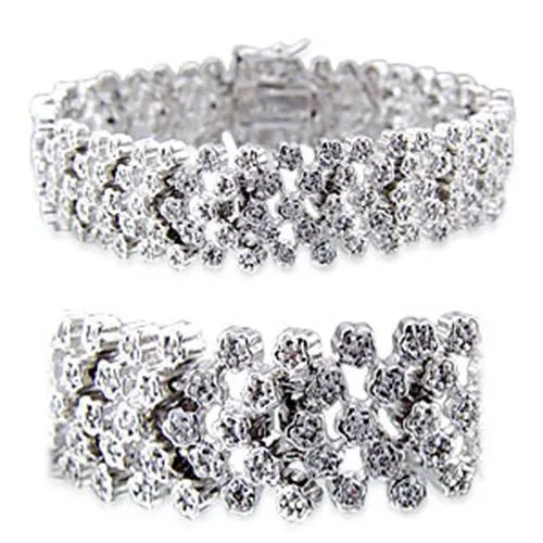 32019 - Rhodium Brass Armband mit AAA-Klasse CZ in Clear