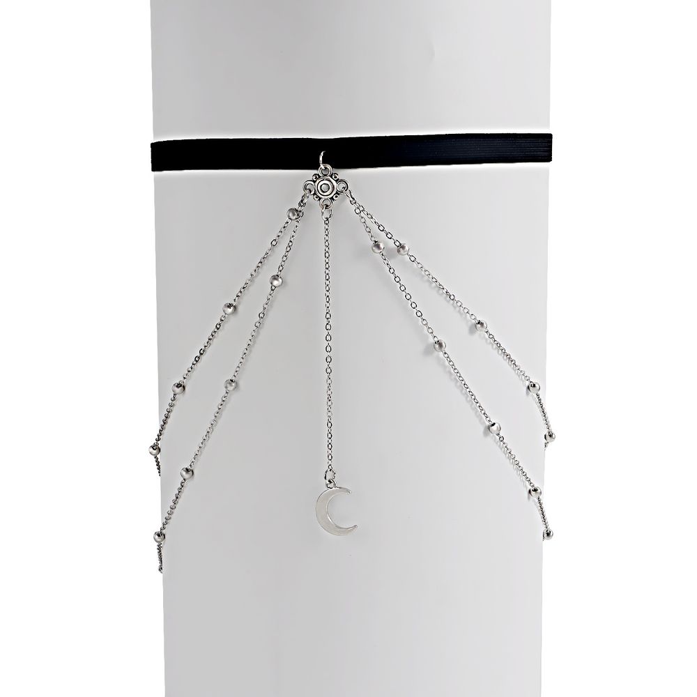 Stretch Doppelschicht Ball Crescent Pendant Tassel Oberschenkelkette