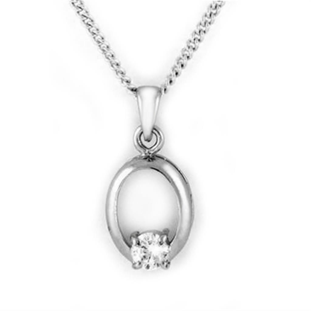 LOA1360 - Rhodium-Brass - Kettenhänger mit AAA-Klasse CZ in Clear