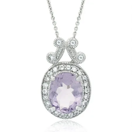 Sterling Silber Vintage-Stil Rose de France & CZ Anhänger