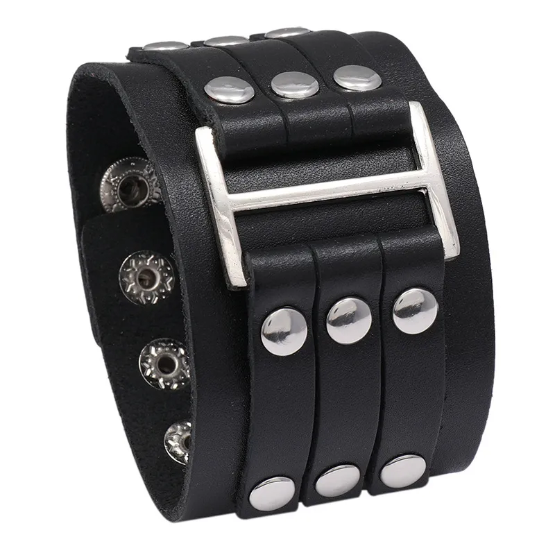 Vintage Multilayer Rivet Leather Herren Armband