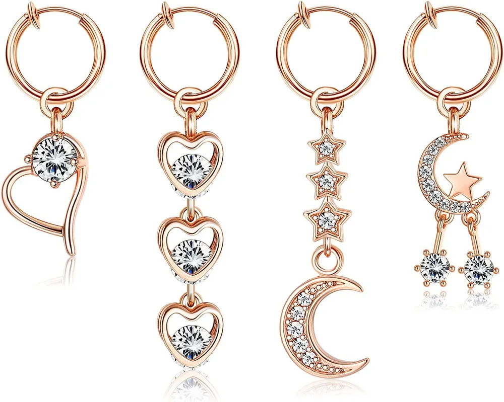 Clip auf Bauchnabel Ringe für Frauen Edelstahl Fake Bauch Ringe Dangle Non-Piercing Bauchnabel Piercing Faux Navel Ringe Set