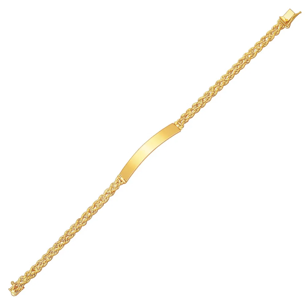 14 Karat gelbes Gold ID-Armband mit Doppel-Seil - Kette