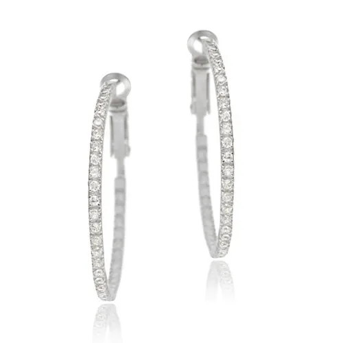 Sterling Silber 35mm Inside Out CZ Hoop Ohrringe