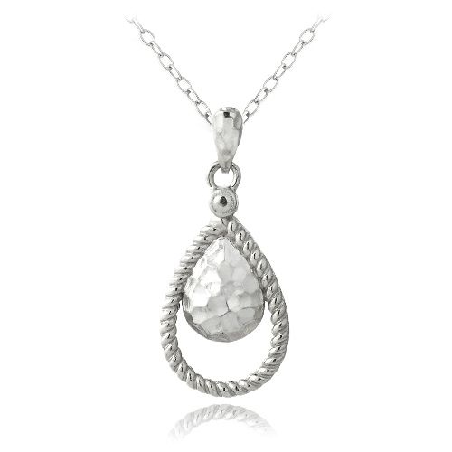 Sterling Silber Hammered Teardrop Halskette