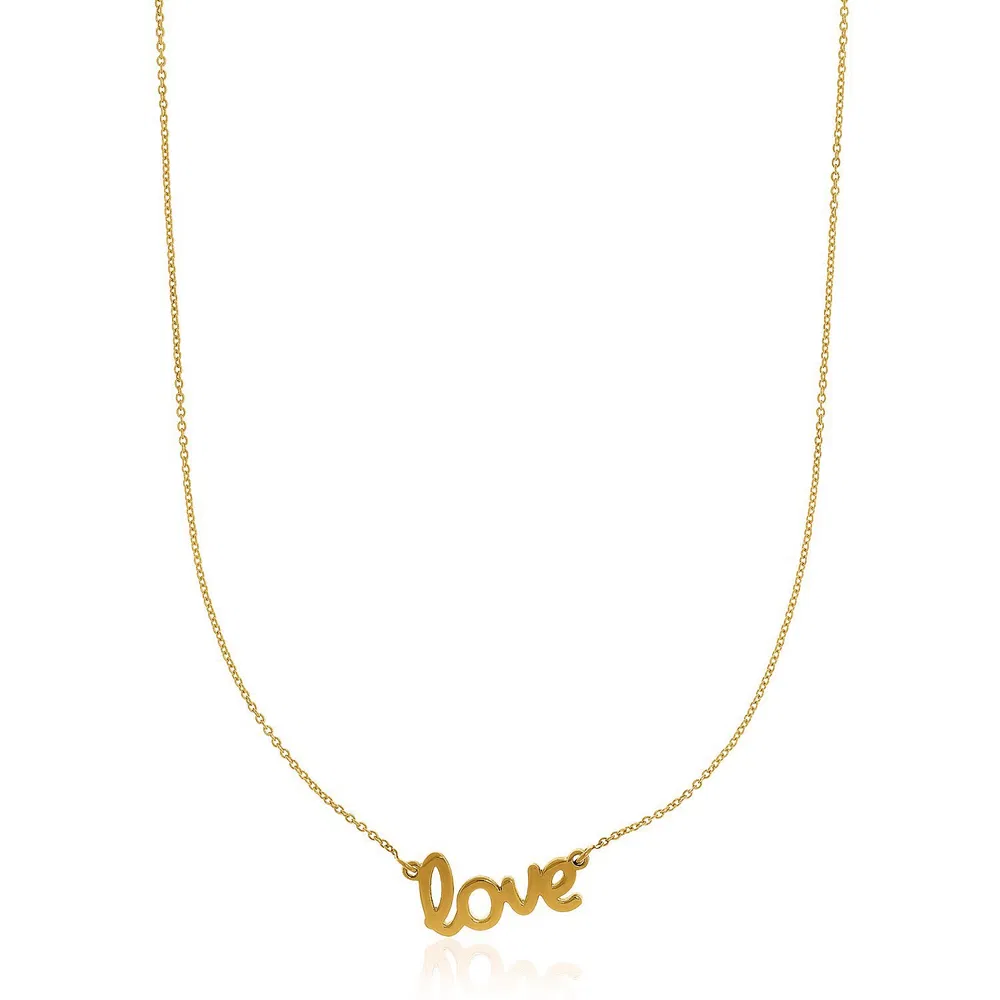14 Karat Gelb-Gold Script LOVE Halskette