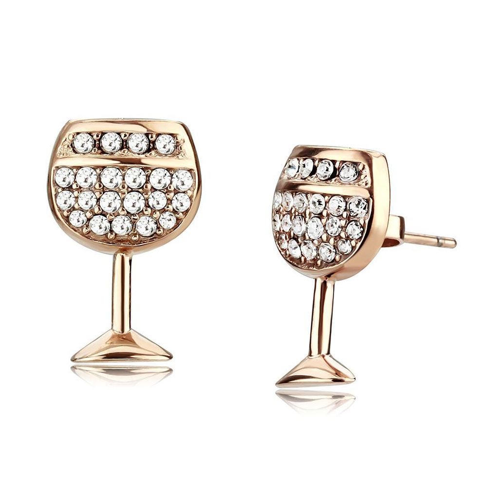 TK3659 - IP Rose Gold (Ion Plating) Edelstahl Ohrringe mit Top-Grade - Kristall in Clear