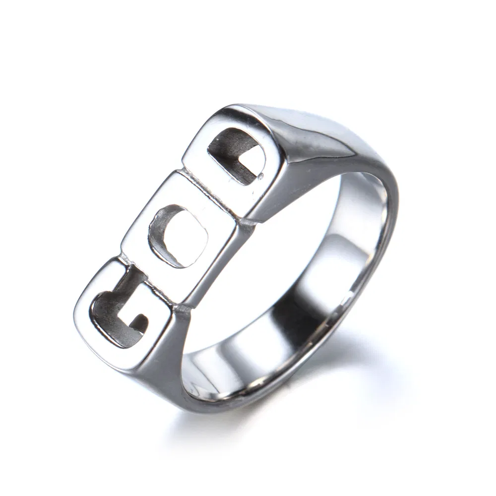 Edelstahl Brief Ring einfacher GOD Titan Ring