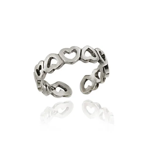 Sterling Silber Filigree Open Heart Toe Ring