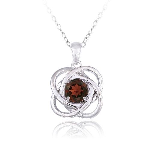 Sterling Silber 5 / 8ct Garnet Liebe Knoten Halskette