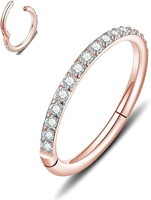 16G 316L Chirurgische Helix Piercing Knorpel Ohrringe Nasenringe Septum Clicker Clear CZ Pflastered Knorpel Ohrringe Hoop Helix Tragus Daith Piercing Jewelry 8mm