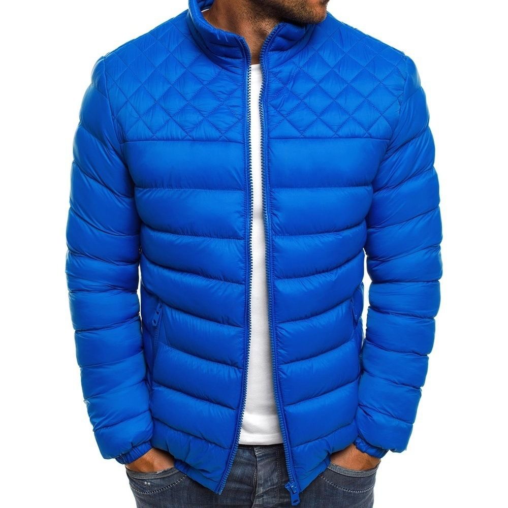 Herbst und Winter neue Männer Stand Kragen Solid Farbe einfache Mode Ling Gitter Baumwoll Kleidung Männer Mode