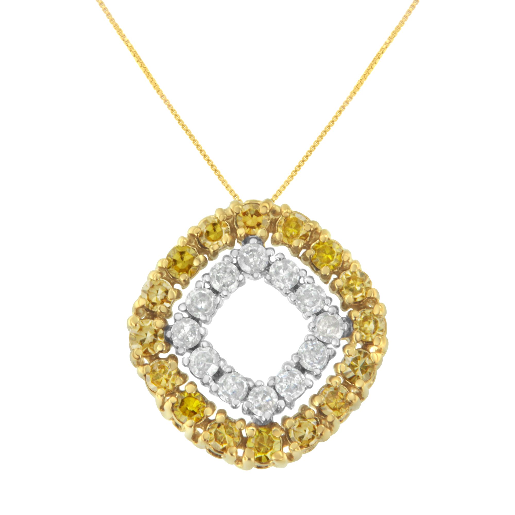 14K Gelbgold .925 Plated Sterling Silver 1/2 Cttw behandelt gelber Diamant Doppel Kissen geformt 18