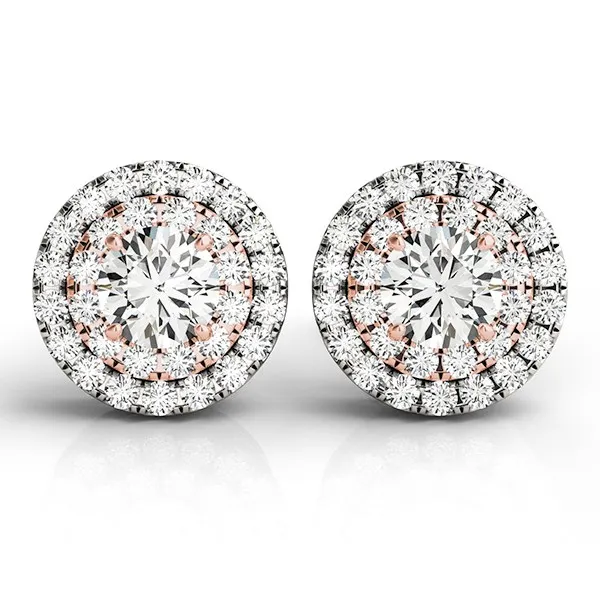 14 Karat Weiß - und Rosegold Halo Round Diamond Ohrringe (3 / 4 cttw)