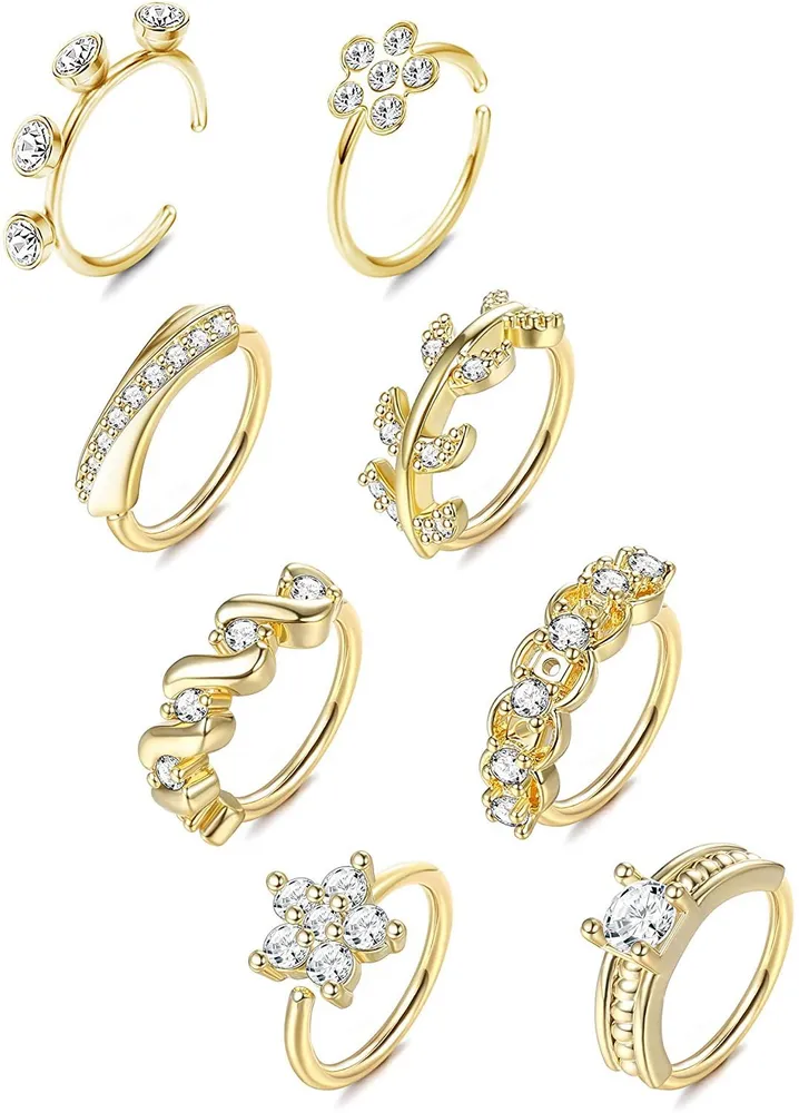 8pcs Nasenschleife Ring für Frauen kleine Nasenschleife Edelstahl CZ Ohr Knorpel Körper Piercing Schmuck