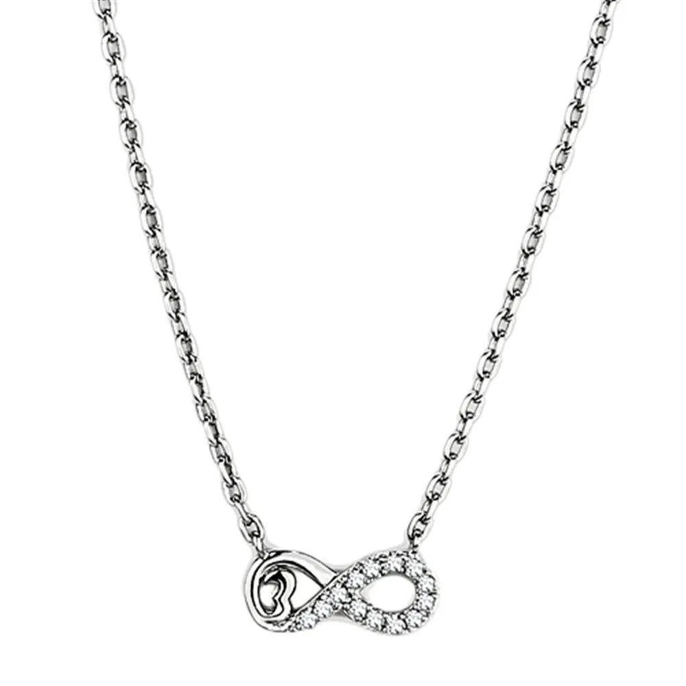 3W418 - Rhodium-Messing - Halskette mit AAA-Klasse CZ in Clear