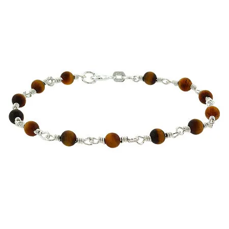 Sterling Silber .925 Original Tiger Eye Stone Bead Link Armband
