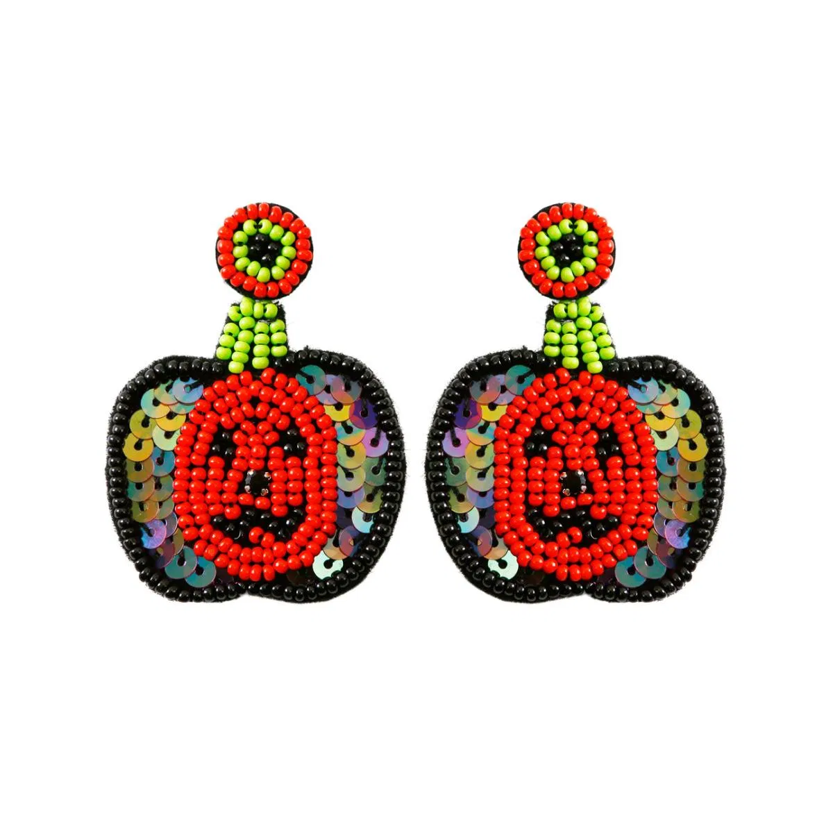 Personalisierte handgefertigte Halloween übertriebenen Ohrringe Sequins Reis Perlen Ghost Kopf Kürbis Ohrringe