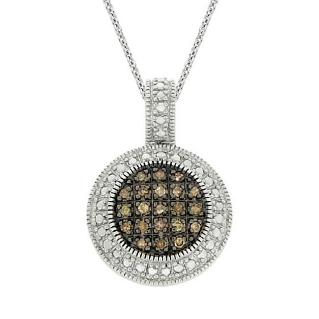 Sterling Silber 1 / 4 ct. TDW Champagner Diamant Round Pendant