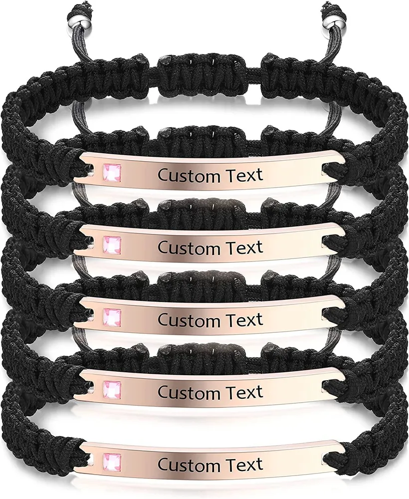 Personalisierte Freundschaftsarmbänder für 2; 3; 4; 5 kostenlose Gravur-ID - Übereinstimmungsarmbänder handgemachtes Geflechtseil verstellbare Armbänder für Freunde Paar