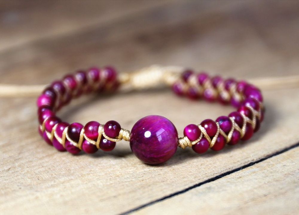 Natürliche Tigereye Handgewebte Kreative Doppelschicht Armband für Frauen