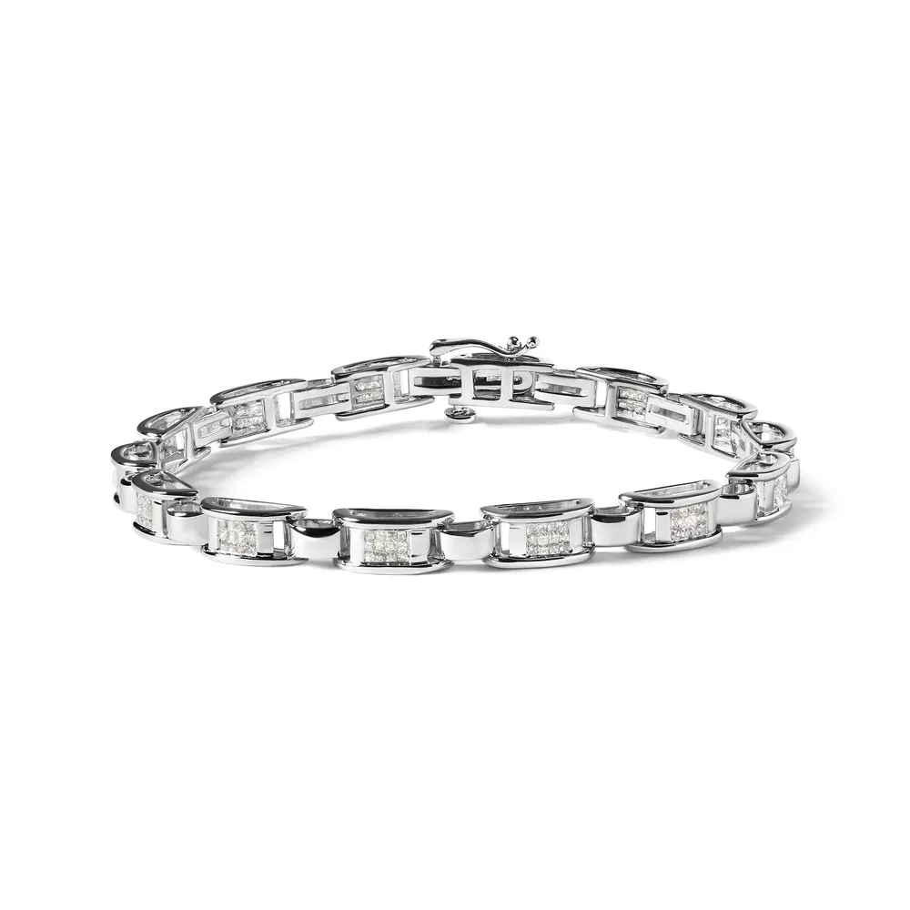 14K Weißgold 1.00 Cttw Princess-Cut Diamond Link Armband (I-J Farbe, I1 - I2 Klarheit) - Größe 7,25