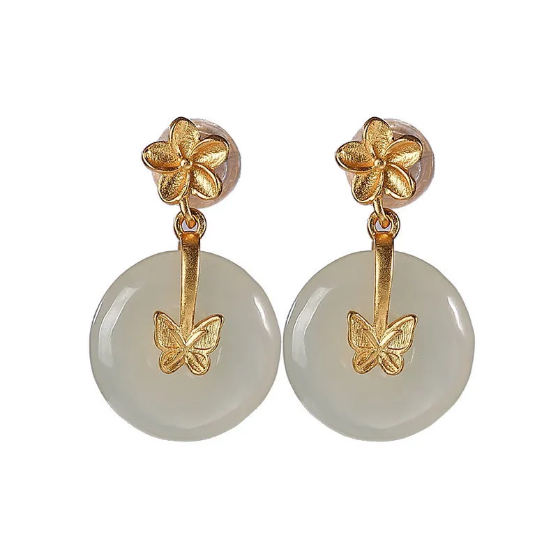 White Jade Mode Simple Butterfly Sweet Stud Ohrringe