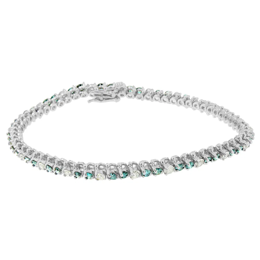 14 Karat Weißgold Weiß und behandelt Blau Diamant Armband (4 5 / 8 cttw, H-I Farbe, I1 - I2 Klarheit)