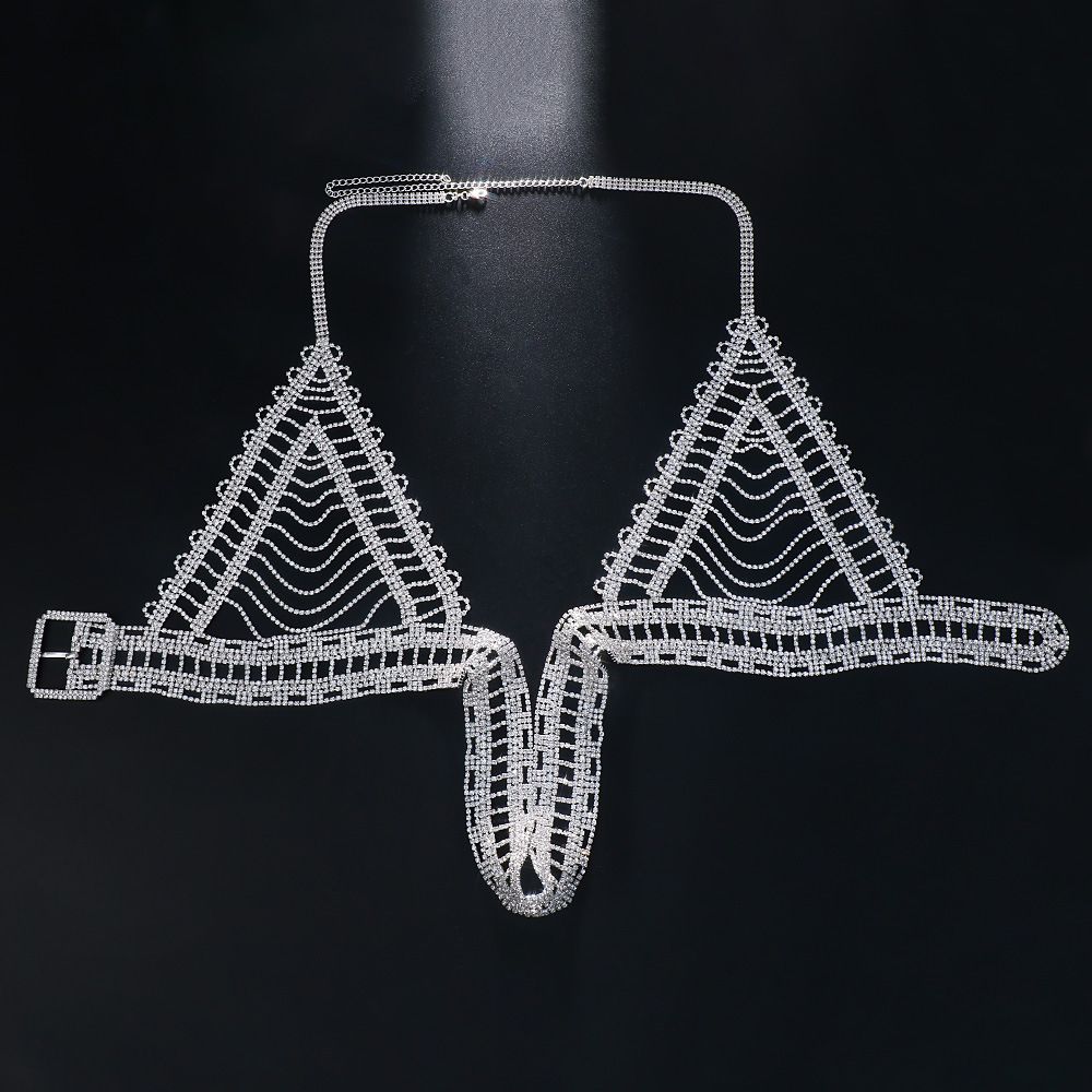 Übertriebenen Schichten Rhinestone Buckle Chest Chain