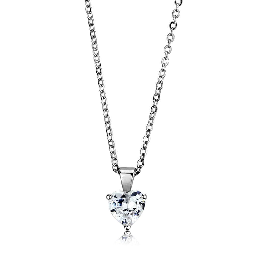 LO3935 - Rhodium-Brass - Kettenhänger mit AAA-Klasse CZ in Clear