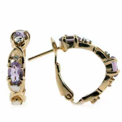 18 Karat Gold über Sterling Silber Amethyst & Diamant Akzent X & O Ohrringe