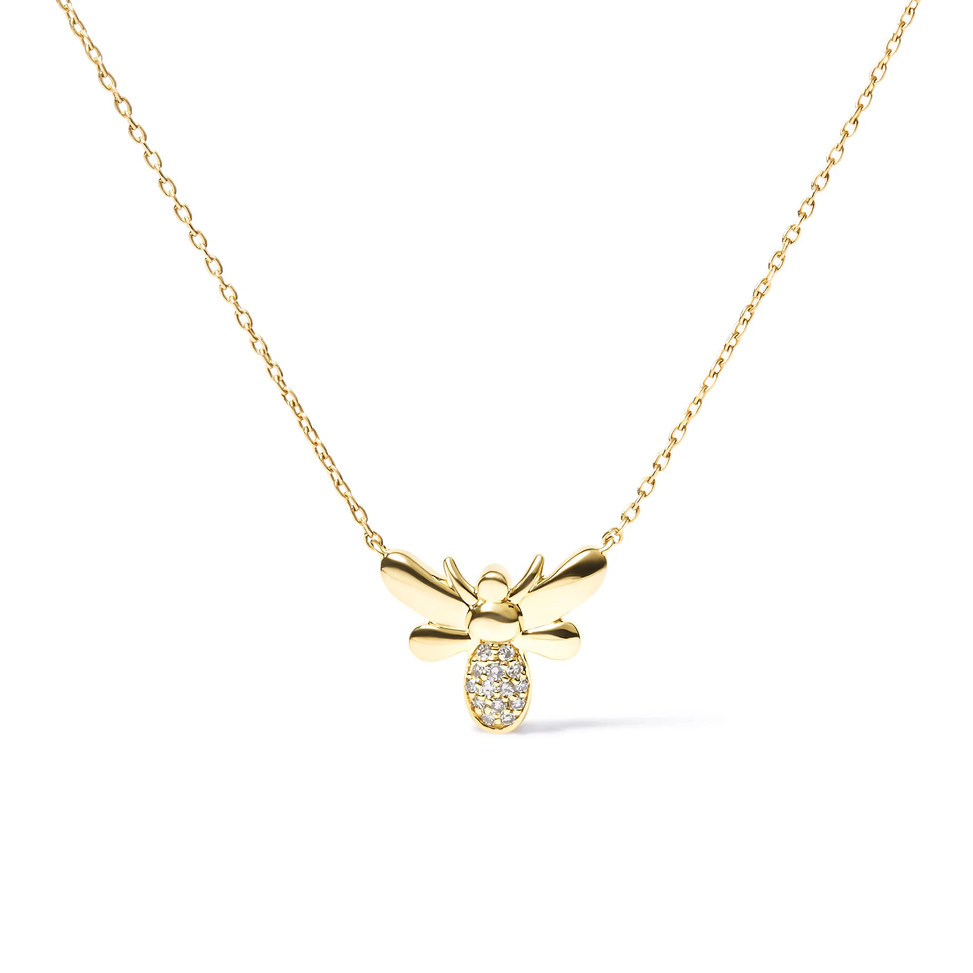10K Gelbgold Diamant Akzent Bumble Bee Anhänger 18