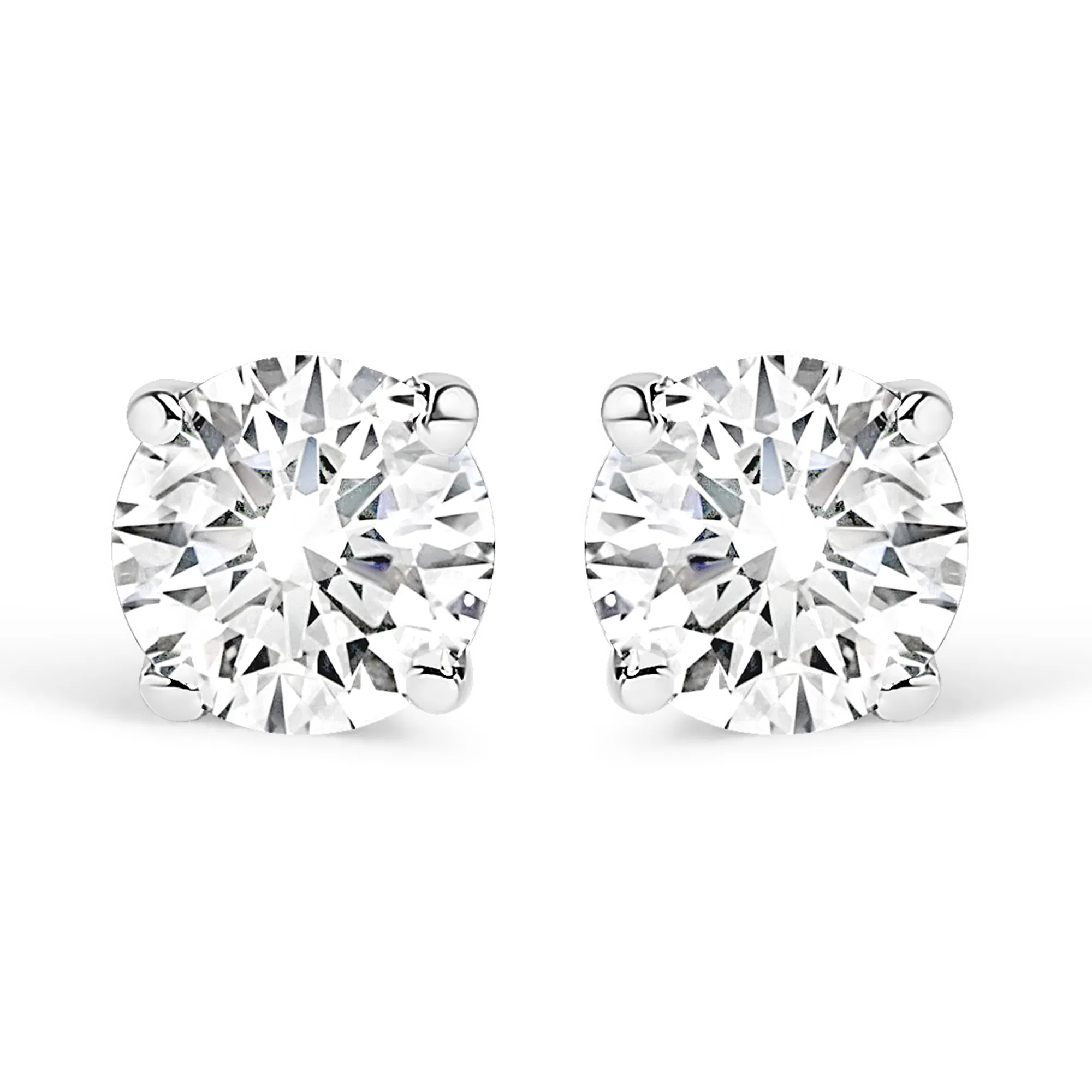 .925 Sterling Silber Round Lab Grown Diamond Classic 4 - Prong Solitaire Stud Ohrringe (F-G - Farbe, VS1 - VS2 Klarheit)