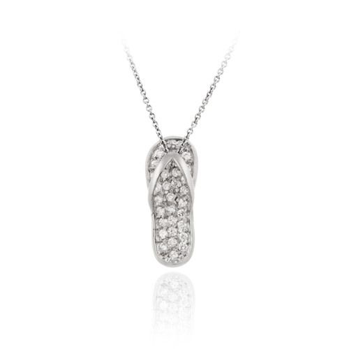 Sterling Silber simuliert Diamant CZ Flip Flop Anhänger