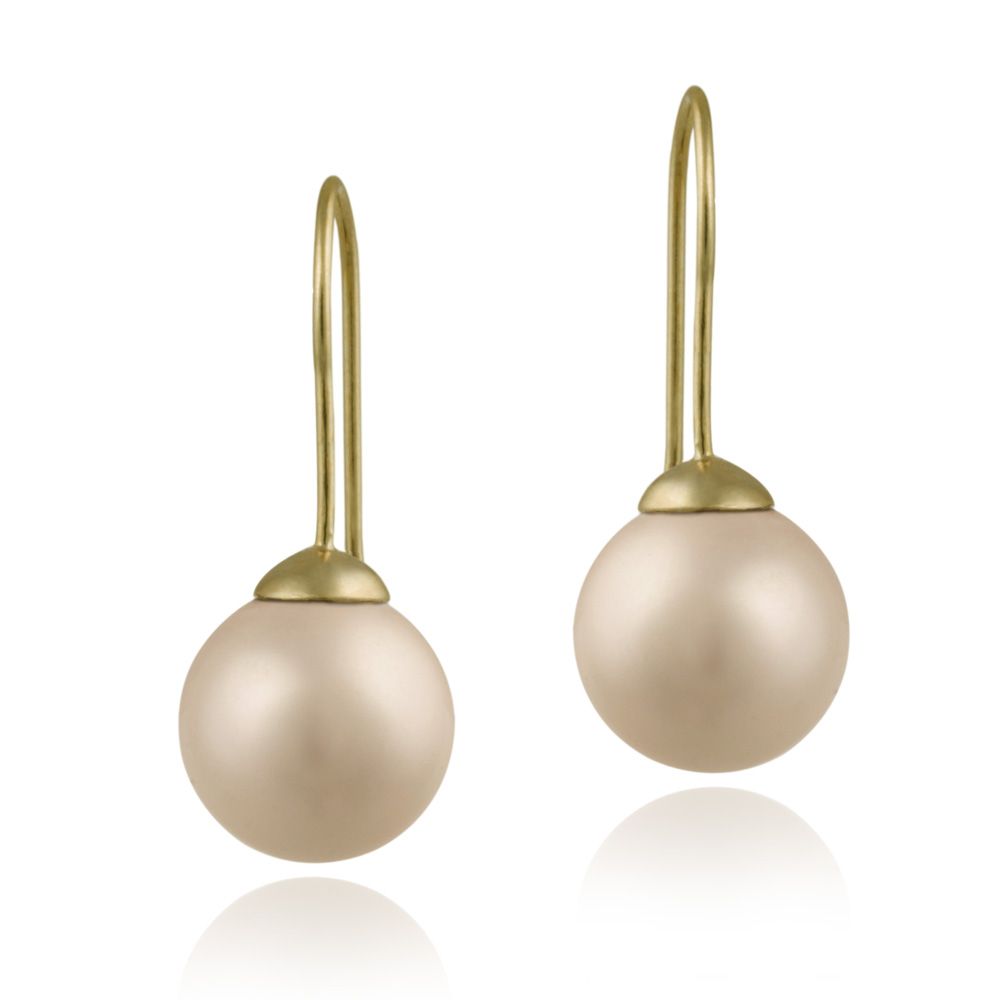 18 Karat Gold über Sterling Silber 12mm Pink Shell Pearl Drop Ohrringe