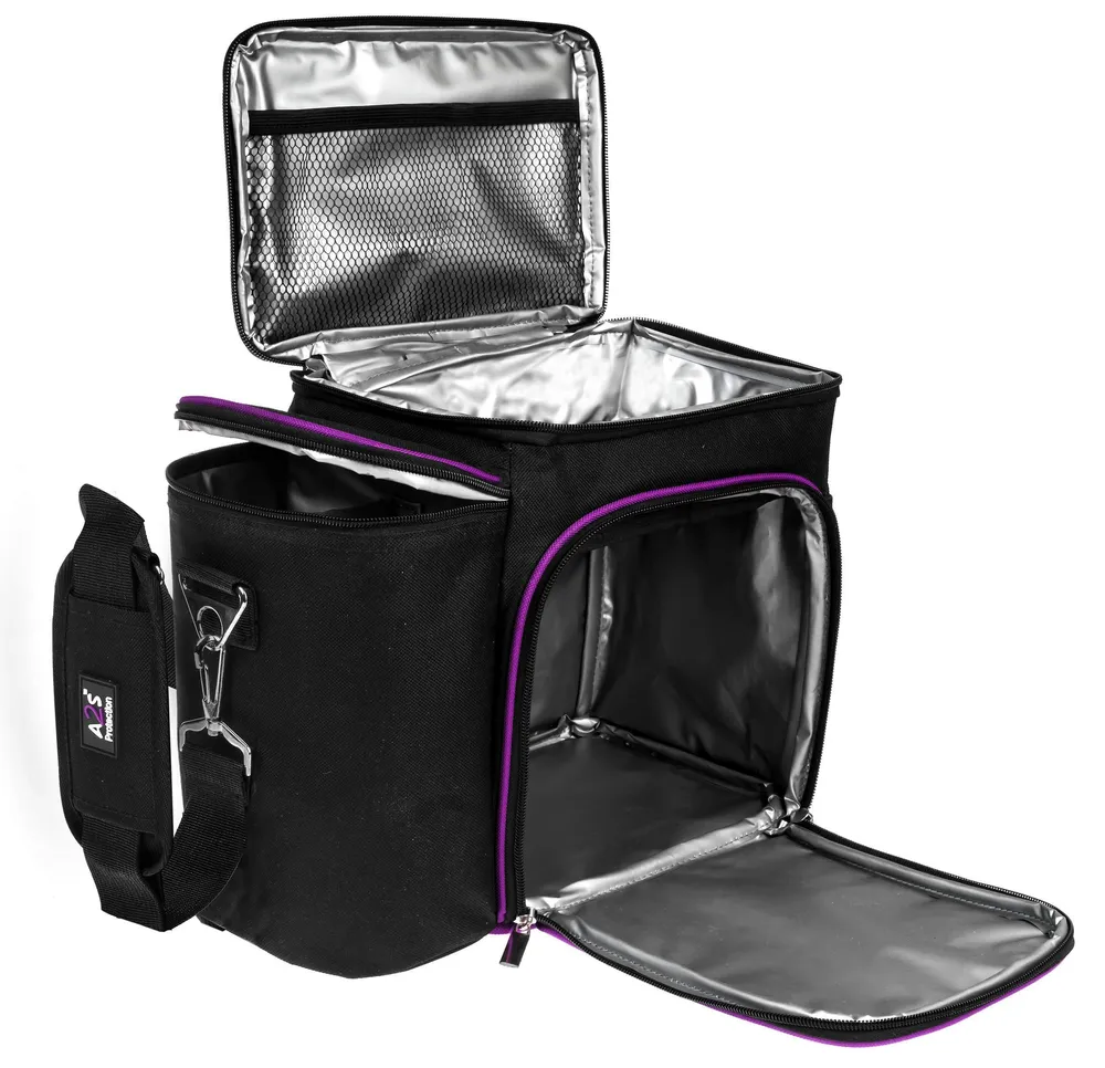 Große Mahlzeitenzubereitung Mittagessenbox Isolierte Mittagessenbox für Frauen oder Männer Perfekt für mehrere Container Mahlzeiten Halten Sie Essen kühl und organisiert Schwarz Purple