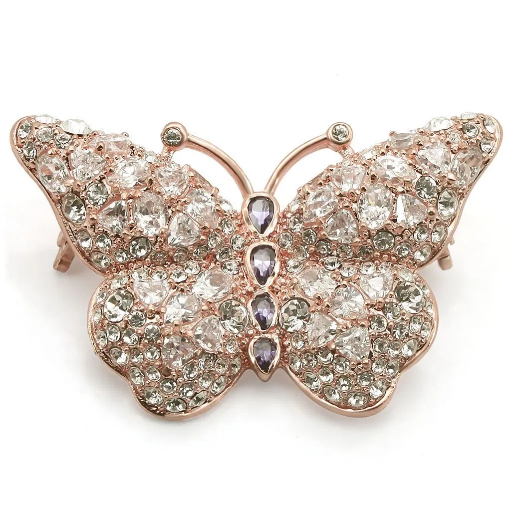 LO1227 - Rose Gold Brass Broches mit AAA-Klasse CZ in Amethyst