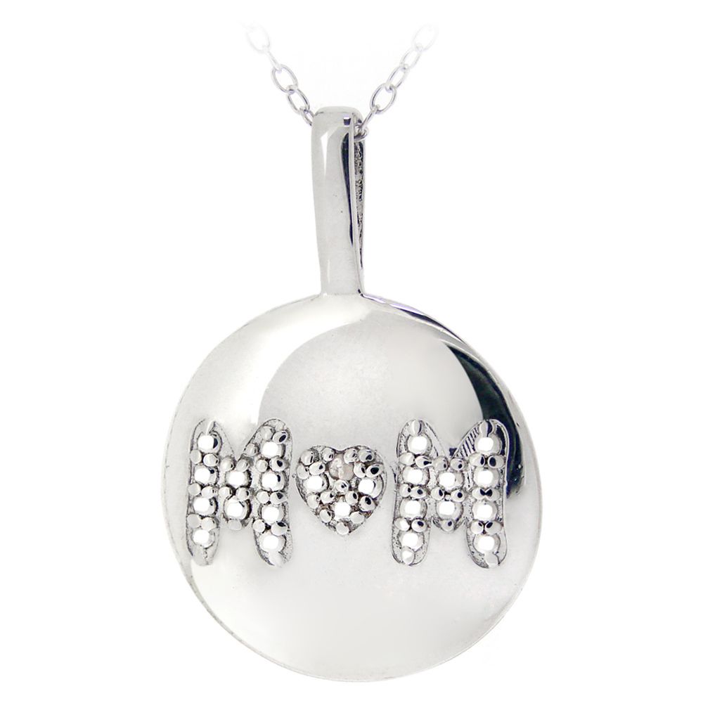 Sterling Silber Diamant Akzent MOM Circle Kette